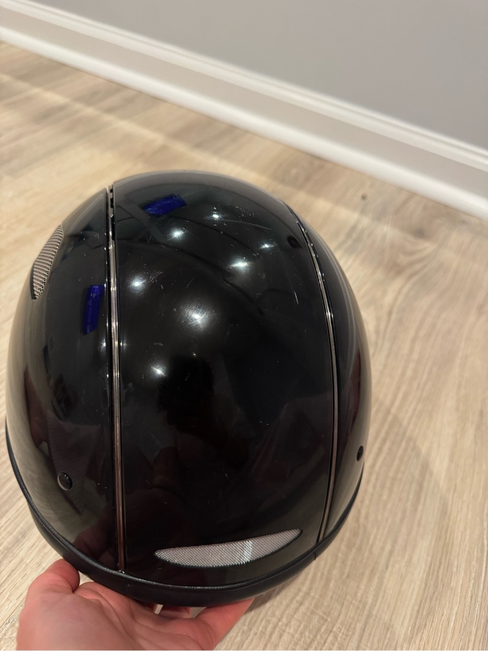OneK Black Riding Helmet with Silver Vent Accents - Picture 12 of 12
